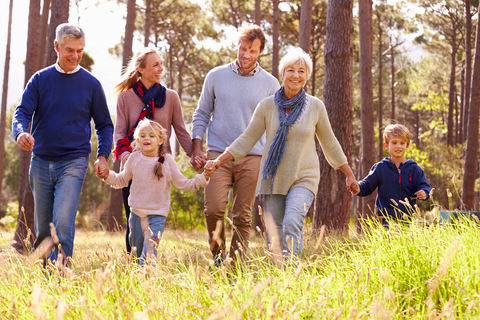 family enjoying the countryside